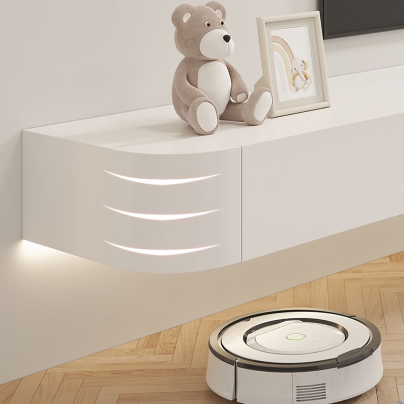 コンテンポラリーテレビスタンドの壁に取り付けられたテレビメディアコンソールとキャビネット