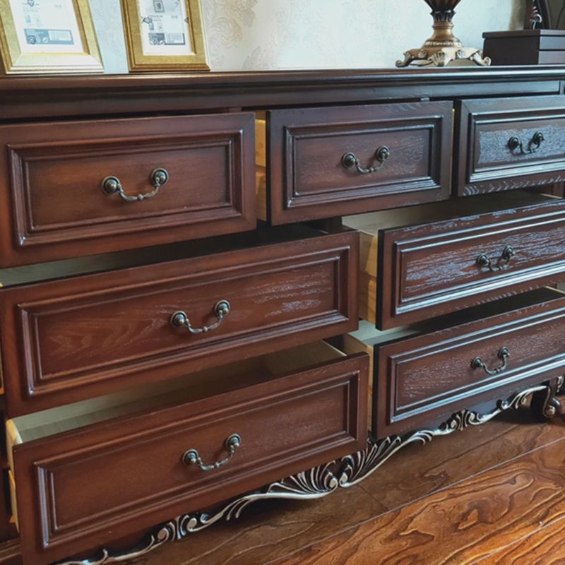 Casse di stoccaggio in legno in stile tradizionale con cassetti per la camera da letto