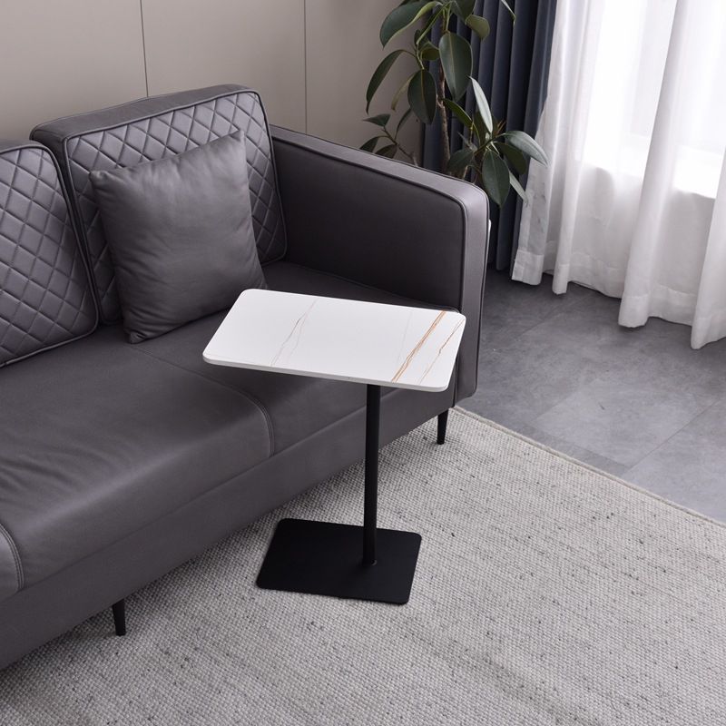 Modern Faux Marble Top End Table 21.6 "Tall Pedestal Sofa Side Table Clearhalo 'Coffee & Accent Tables' 'End & Side Tables' 'end_side_tables' 'furn' 'furn_end_side_tables' 'Furniture' 'Living Room Furniture' 1200x1200_06332925-7cec-4d95-a953-edfdea3a9913