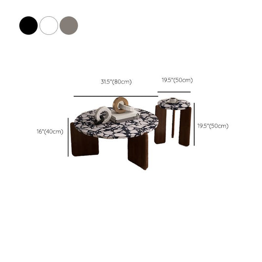 モダンな3脚コーヒーテーブルスレートラウンドコーヒーカクテルテーブル