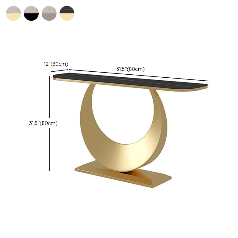 Glam Stone Console Table Stain Resistant Accent Table for Hall