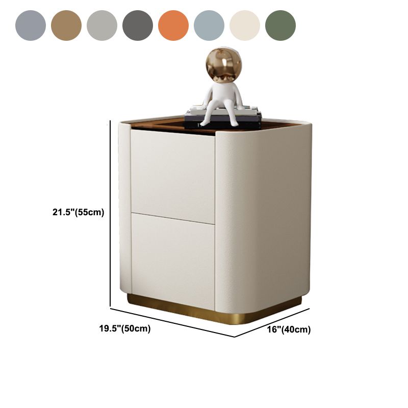 Wooden Nightstand with Tempered Glass 21.65" Tall 2 - Drawer Nightstand