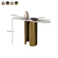 16 Inch Wide Glam Console Table Oval Stone Accent Table for Hall