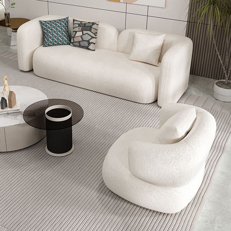 Sofa courbe du bras de smoking avec oreillers canapé en tissu blanc moderne
