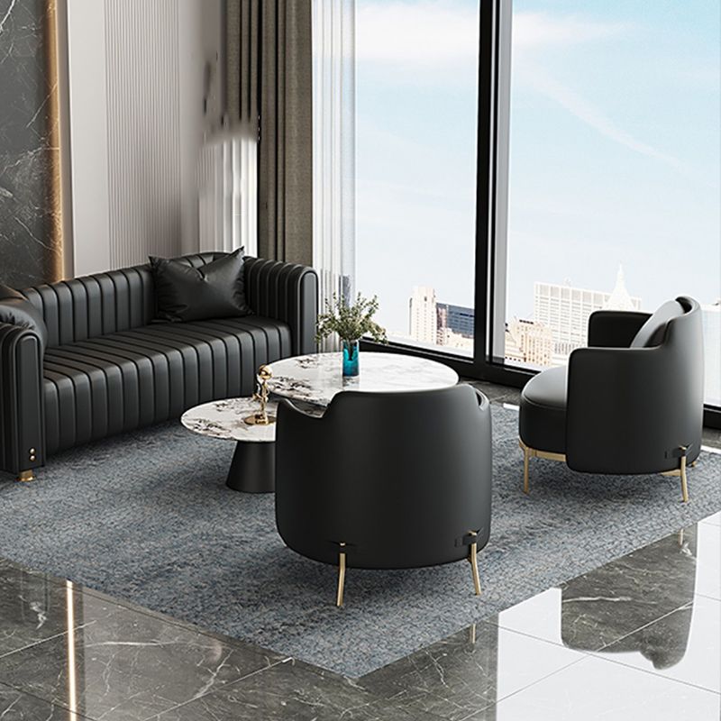 Leather Lounge Chair Square Arms Solid Color Side Chair with Golden Legs Clearhalo 'Accent Chairs' 'accent_chairs' 'Chairs & Seating' 'furn' 'furn_accent_chairs' 'Furniture' 'Living Room Furniture' 1200x1200_063d84e6-11b3-4b73-aaaf-bb2906b9ab62