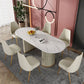 Stone Top Dining Room Table Traditional Luxury Oval Table with Sled Base