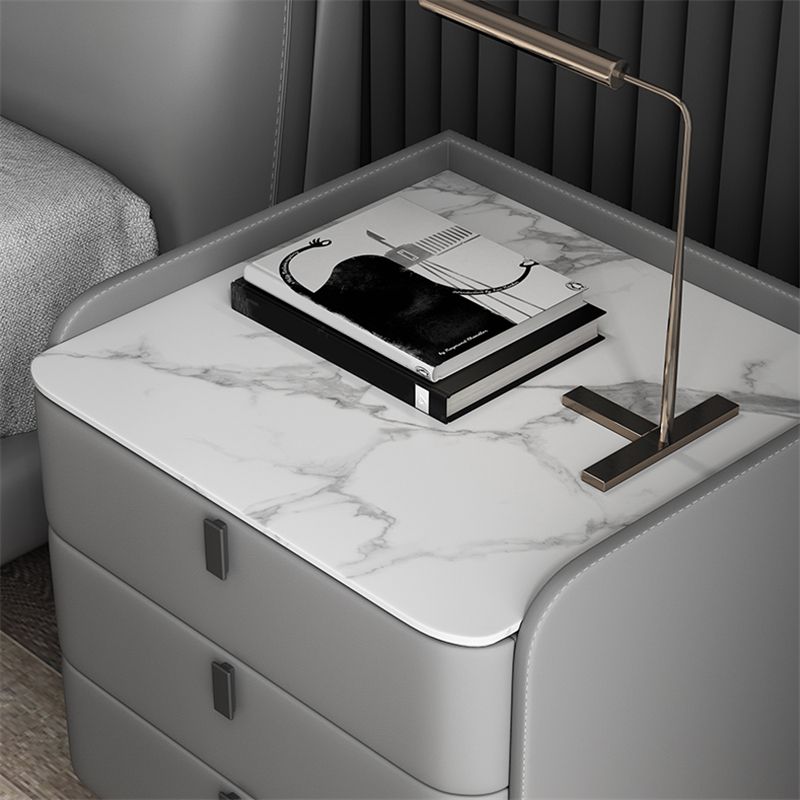 Comodino in legno con 3 cassetti contemporanei da 25 "alto comodino