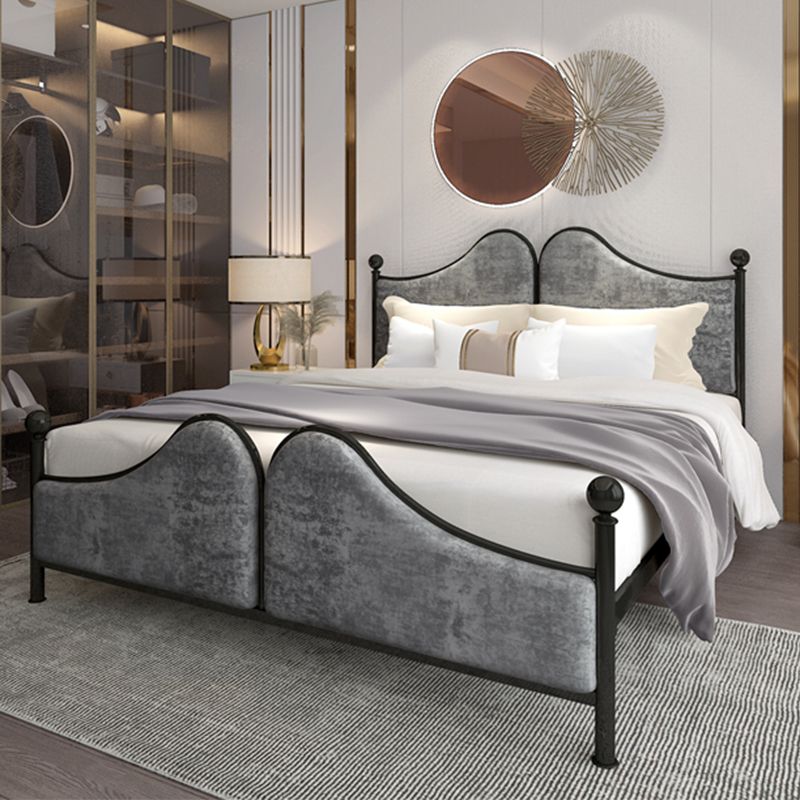 Glam Simple Metallic Bed Frame Upholstered Headboard Iron Panel Bed Clearhalo 'Bedroom Furniture' 'Beds' 'furn' 'furn_beds' 'Furniture' 1200x1200_0642041e-9a6b-465f-804d-6153767b39a5