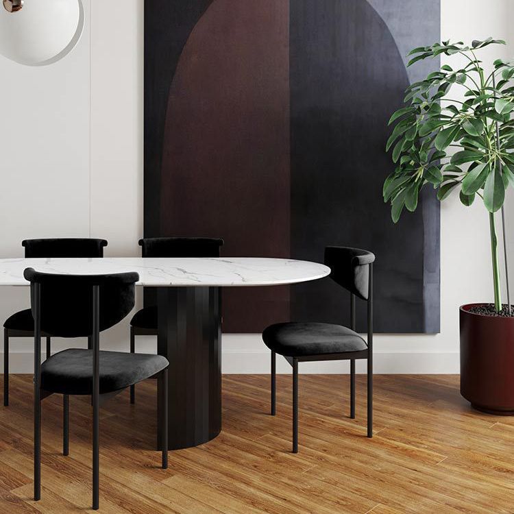 Contemporary Kitchen Black Dining Side Chair Metal Opening Back Dining Side Chair Clearhalo ' kitchen&dining_furn' 'Dining Chairs' 'Dining Tables & Seating' 'dining_chair' 'furn' 'furn_dining_chair' 'Furniture' 'furniture_dining_chair' 'Kitchen & Dining Furniture' 'kitchen' 1200x1200_06435184-41cb-4014-b9fd-bb311a54afe0