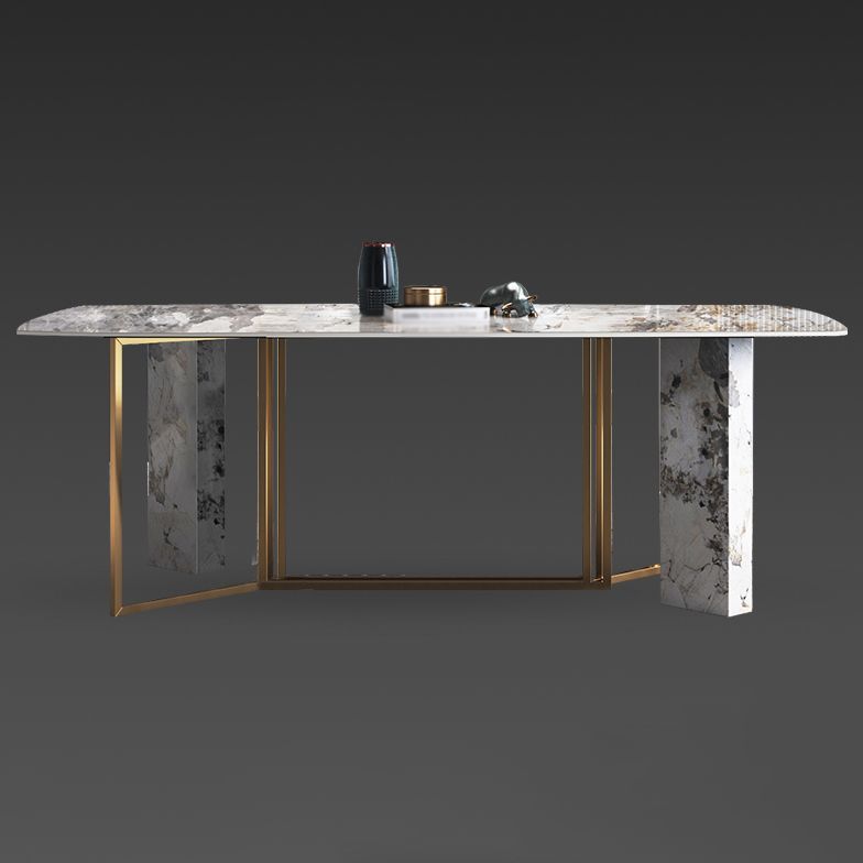 Metal Traditional Luxury Rectangle Indoor Table Sintered Stone Table for Dining Room Clearhalo ' dining_table' 'Dining Tables & Seating' 'Dining Tables' 'furn' 'furn_dining_table' 'Furniture' 'furniture_dining_table' 'Kitchen & Dining Furniture' 'kitchen&dining_furn' 'kitchen' 'kitchen_dining_table' 1200x1200_06476484-33d2-4dd2-84b2-d52735906086
