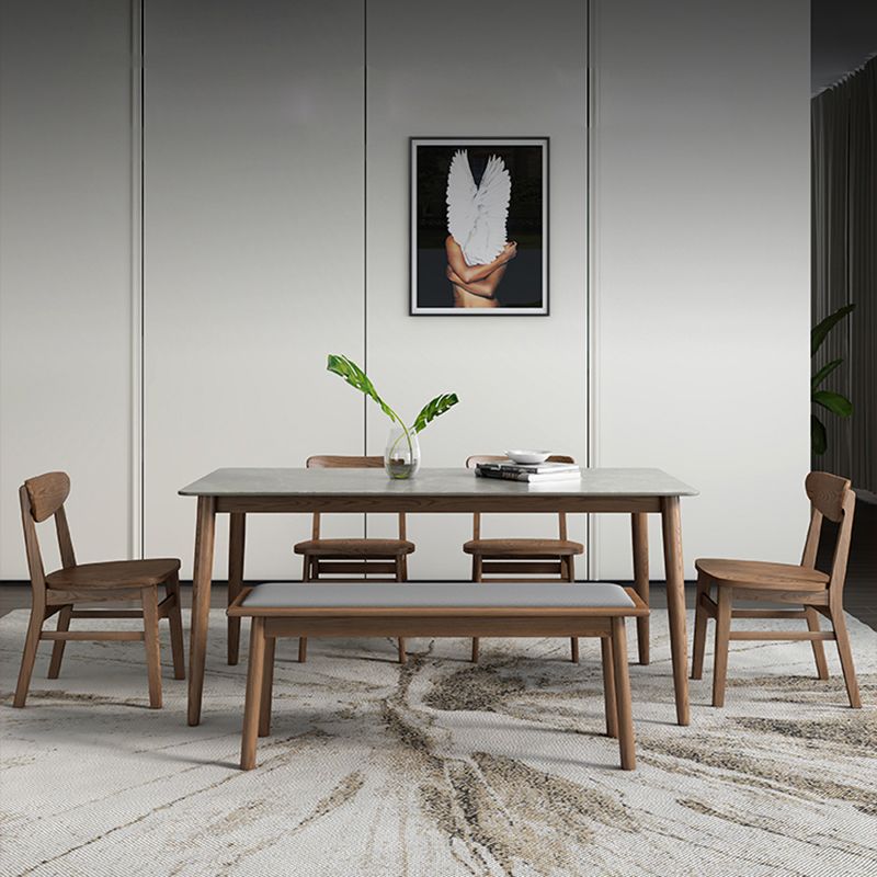 Sintered Stone Rectangle Dining Table Medieval Modern Table with Wooden 4 Legs Clearhalo 'Dining Tables & Seating' 'Dining Tables' 'dining_table' 'furn' 'furn_dining_table' 'Furniture' 'furniture_dining_table' 'Kitchen & Dining Furniture' 1200x1200_06490c51-c4b9-4791-bed5-709d7f0abd8e