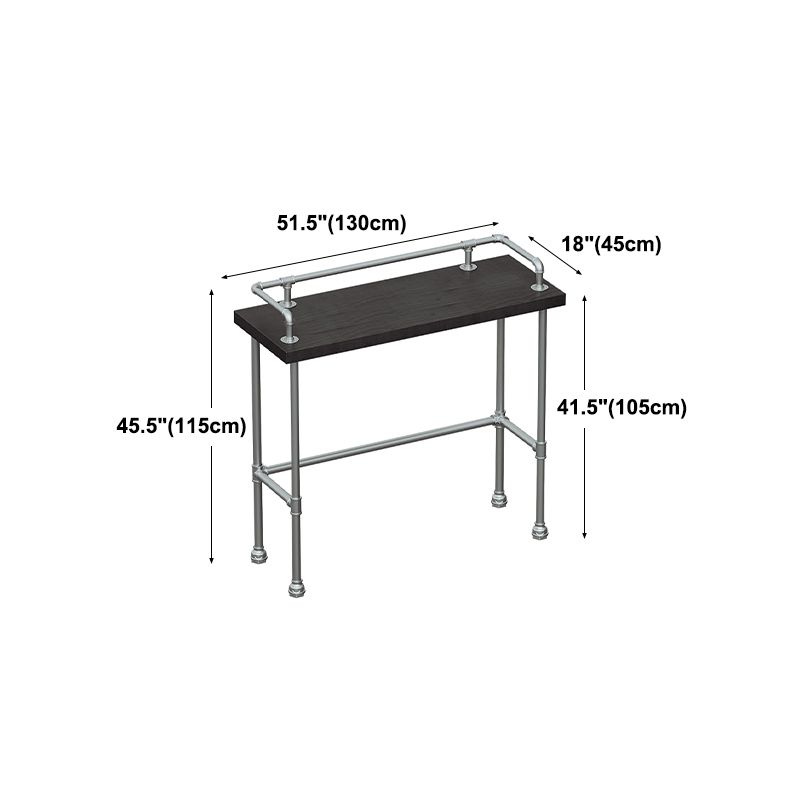 Industrial Black Wood Bar Table with Rectangle Table Top Silver Trestle Table - 42" H Clearhalo 'Bar Furniture' 'Bar Tables' 'bar_tables' 'furn' 'furn_bar_tables' 'Furniture' 'furniture_bar_tables' 'Kitchen & Dining Furniture' 1200x1200_0649c5b9-4c72-4fc0-bd32-775b26625dae