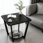 Modernistic Metallic Pedestal End Table Metal Rectangular Slate Top Side End Table