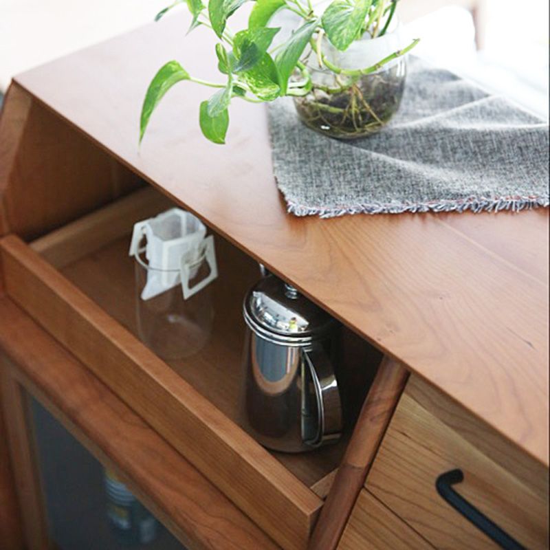 16.5"W√ó38.6"H Sliding Door Dining Server Modern Solid Wood Sideboard Table with 2-drawer Clearhalo 'buffet_sideboard' 'Buffets & Sideboards' 'furn' 'furn_buffet_sideboard' 'Furniture' 'Kitchen & Dining Furniture' 1200x1200_064b78ea-8deb-46f7-8eff-fbc5b0b428cb