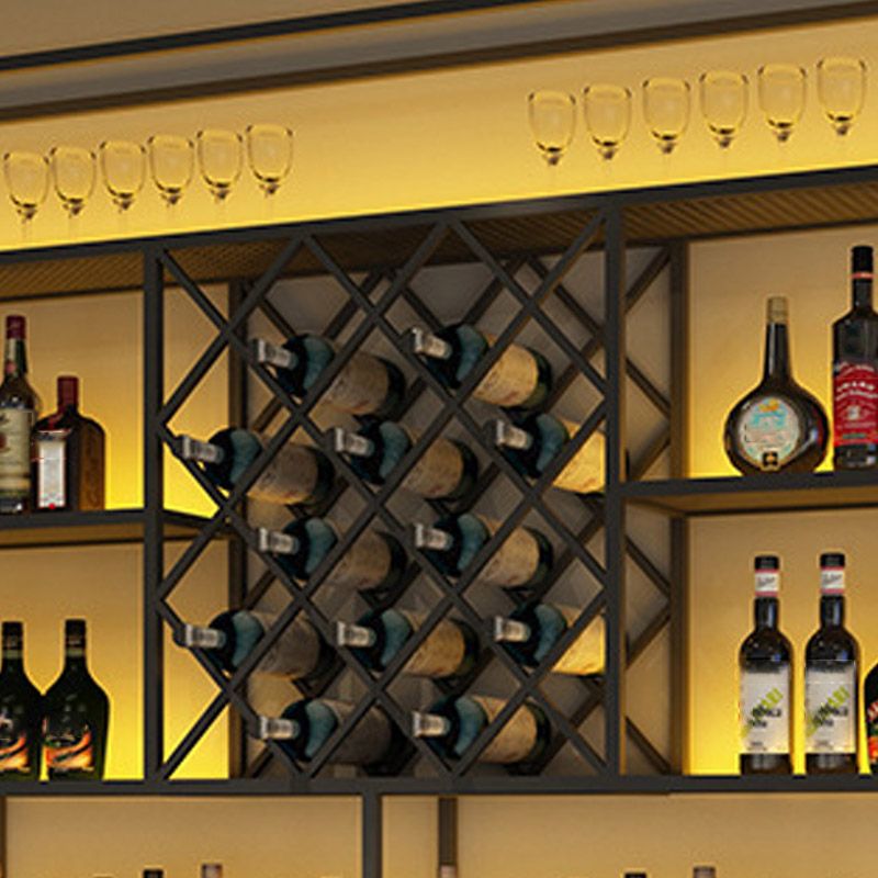 Scaffale per vino di ferro moderno a parete a parete portatore di vino in nero