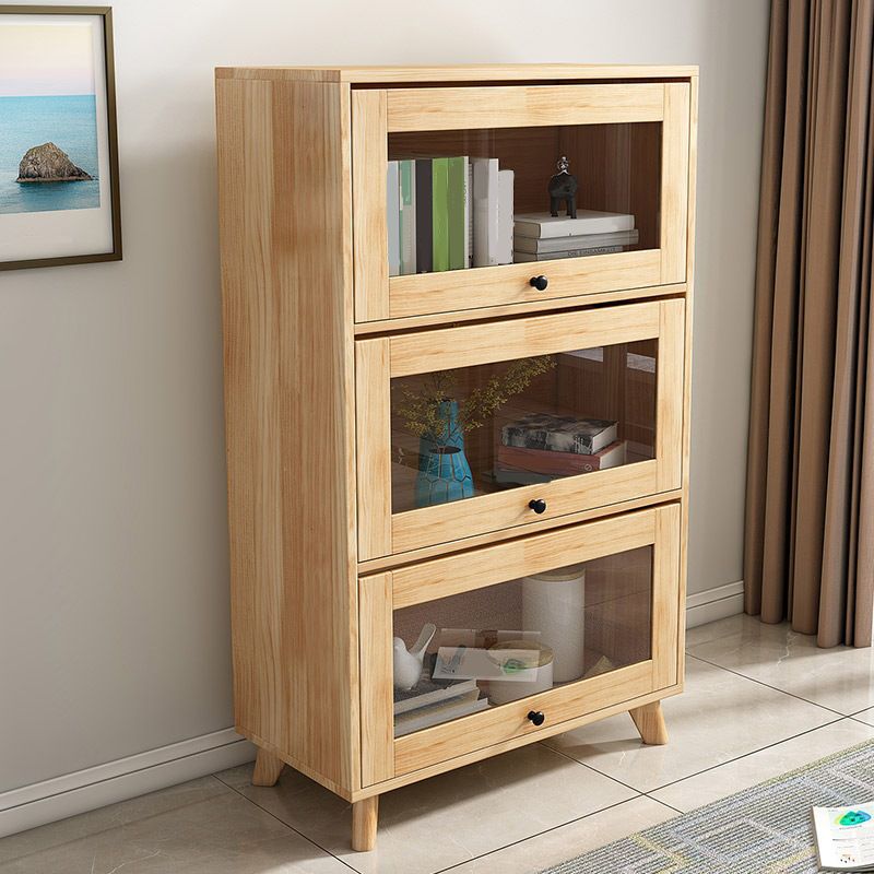 Libreria geometrica in stile moderno naturale libreria in legno massello con ripiani rettangolari