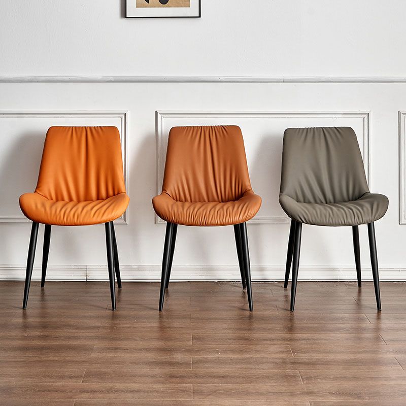 Scandinavian Design Leather Dining Side Chair for Home Armless Solid Back Chair Clearhalo 'Dining Chairs' 'Dining Tables & Seating' 'dining_chair' 'furn' 'furn_dining_chair' 'Furniture' 'furniture_dining_chair' 'Kitchen & Dining Furniture' 1200x1200_0654c761-f210-4838-9af2-81a69e45a1a8