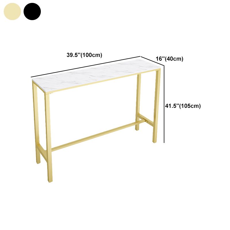 1/2/4 pièces Glam Bar Table Set Rectangle Bistro Ensemble avec haut de pierre blanc