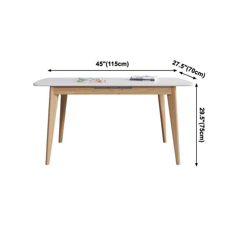 Sintered Stone Top Extendable Table in White Kitchen Table with Ash Wood Base and 4 Legs Clearhalo ' dining_table' 'Dining Tables & Seating' 'Dining Tables' 'furn' 'furn_dining_table' 'Furniture' 'furniture_dining_table' 'Kitchen & Dining Furniture' 'kitchen&dining_furn' 'kitchen' 'kitchen_dining_table' 1200x1200_065948c2-3d3e-4799-9aff-c0e8c75be510