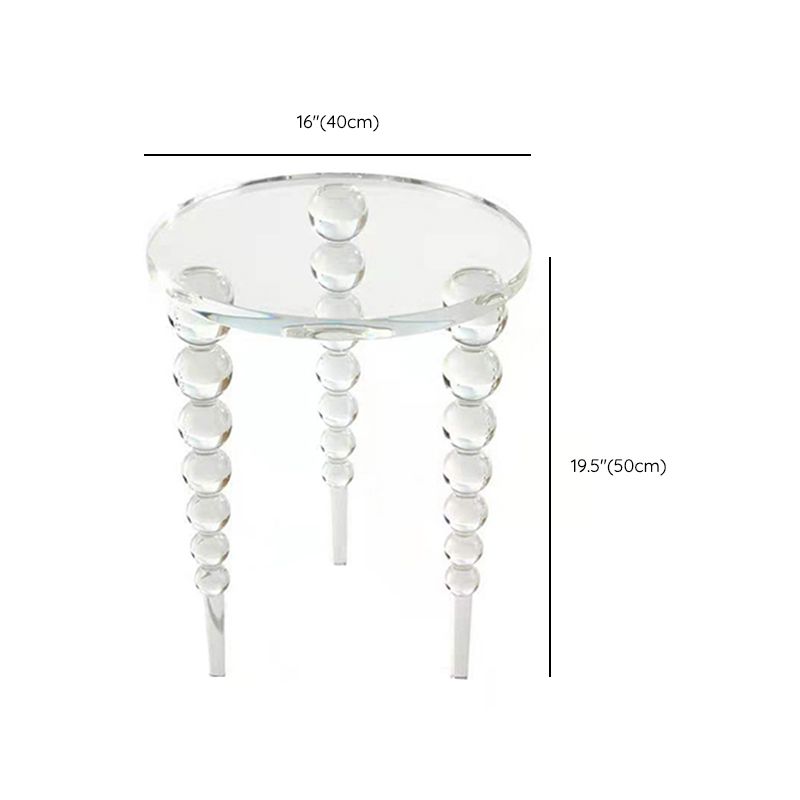Glam 19.68" Tall 3 Legs End Table Round Acrylic Top Side Table