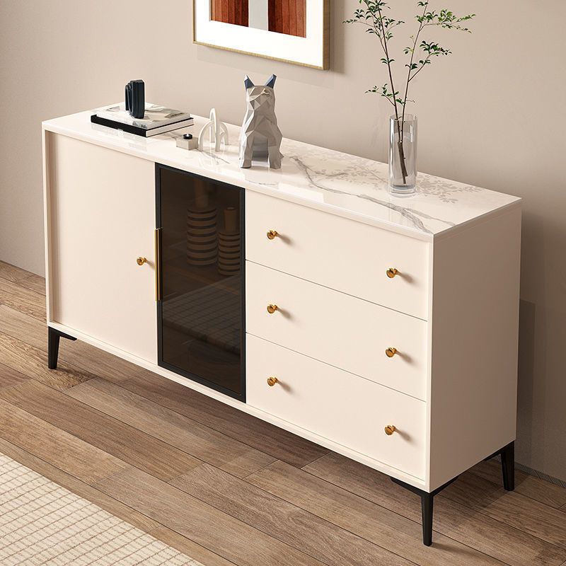 Tavolo a buffet in pietra glam a scaffalatura regolabile credenza a buffet con cassetti e armadi