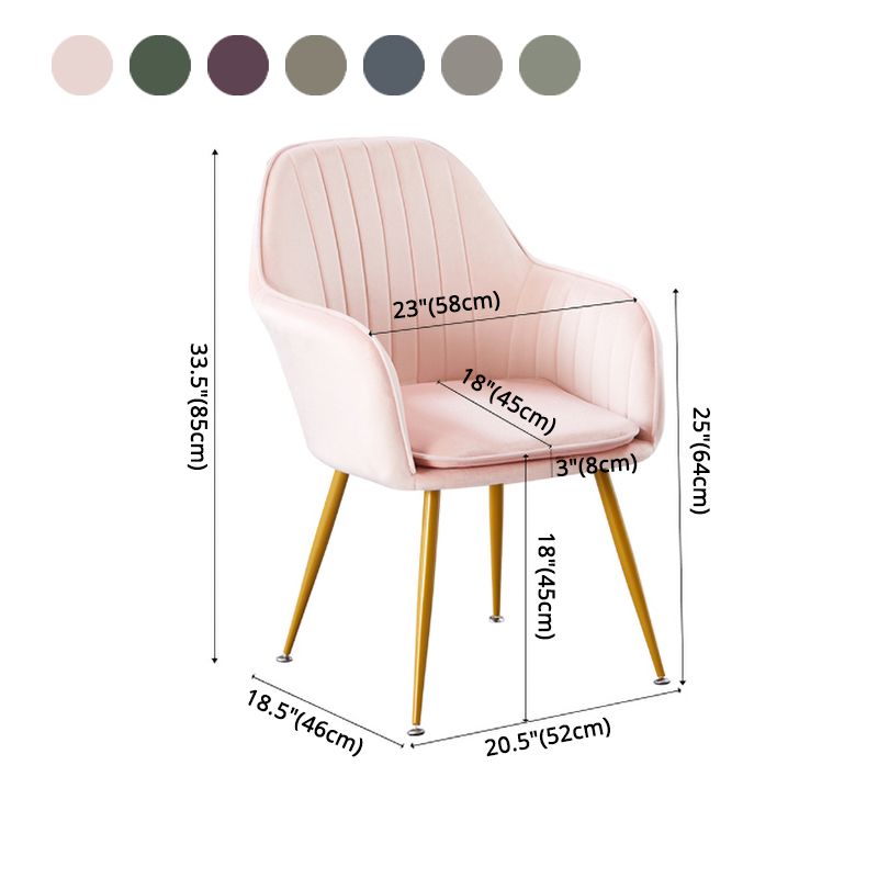 Scandinavian Style Dining Chair Metal Home Cushioned Solid Back Chair with Arm Clearhalo ' kitchen&dining_furn' 'Dining Chairs' 'Dining Tables & Seating' 'dining_chair' 'furn' 'furn_dining_chair' 'Furniture' 'furniture_dining_chair' 'Kitchen & Dining Furniture' 'kitchen' 1200x1200_065a494a-ec26-4e54-a6a4-1e14ec2ae44b