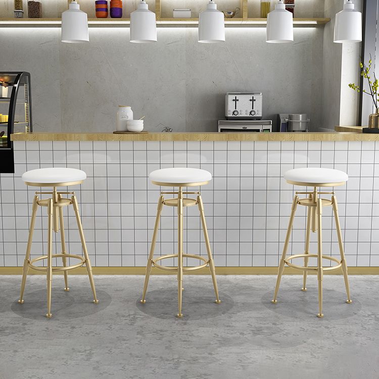 Glam Liftable Rotatable Counter Stool Iron Cafe Bar Stool with Cushion and Pedal Clearhalo 'Bar Furniture' 'Bar Stools' 'bar_stools' 'furn' 'furn_bar_stools' 'Furniture' 'furniture_bar_stools' 'Kitchen & Dining Furniture' 1200x1200_065a4c51-a3dd-4aad-9e26-7bab6ae233b8