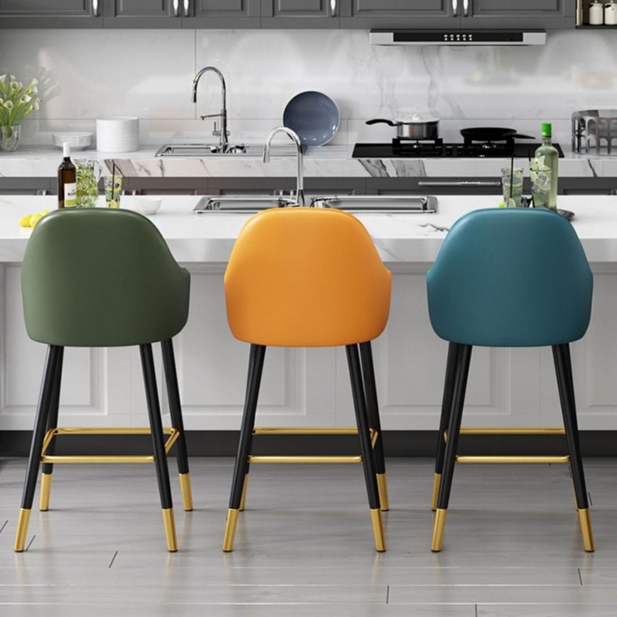 Contemporary Metal Kitchen Dining Room Arm Stool Low Back Bar Stool Clearhalo 'Bar Furniture' 'Bar Stools' 'bar_stools' 'Furniture' 'furniture_bar_stools' 'Kitchen & Dining Furniture' 1200x1200_065acbd6-5107-4720-8ae3-f0d847d85d2d
