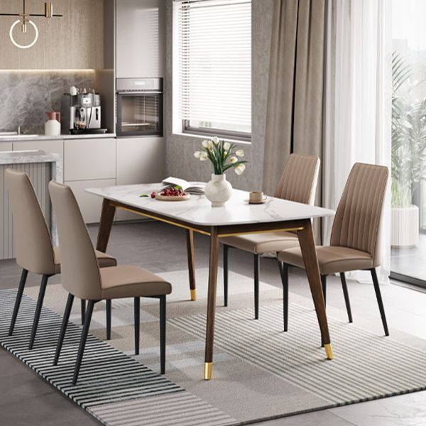 Wit eigentijdse rechthoekige stenen eettafel met 4 voet