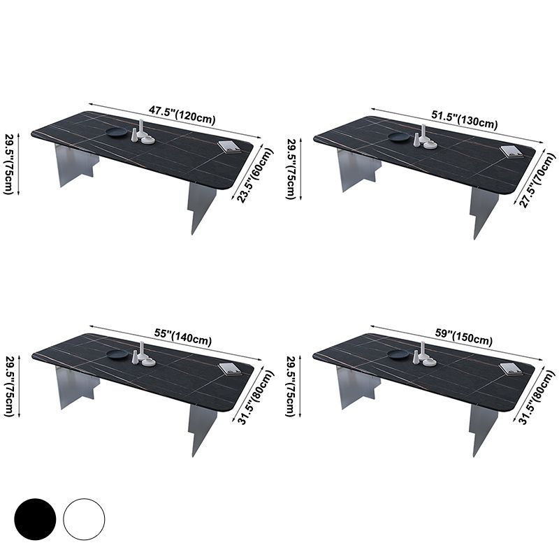 Contemporary Rectangle Dining Table Sintered Stone Dining Table with Clear Acrylic Double Pedestal Clearhalo ' dining_table' 'Dining Tables & Seating' 'Dining Tables' 'furn' 'furn_dining_table' 'Furniture' 'furniture_dining_table' 'Kitchen & Dining Furniture' 'kitchen&dining_furn' 'kitchen' 'kitchen_dining_table' 1200x1200_065bbaf4-eae9-4eb5-8d9b-429fdd84e5ab