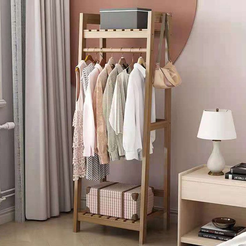 Armario contemporáneo Armario Pine Wood Armoire con barra de prenda para el hogar