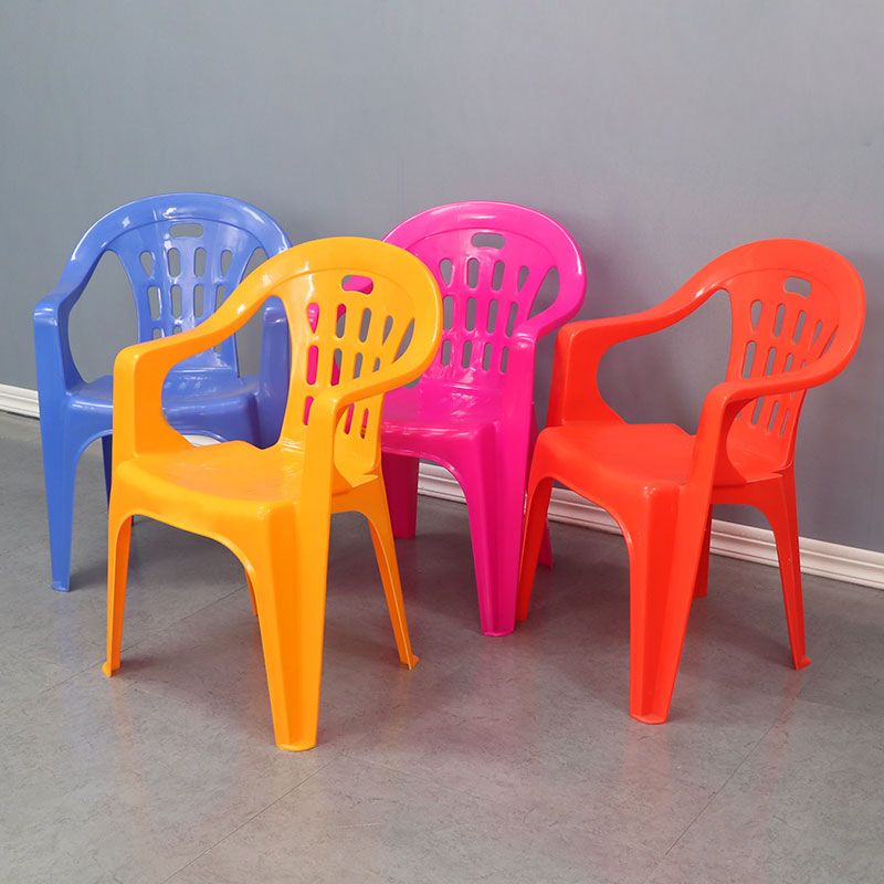 Contemporary Style Arm Chair Plastic Slat Back Stacking Dining Side Chair Clearhalo ' kitchen&dining_furn' 'Dining Chairs' 'Dining Tables & Seating' 'dining_chair' 'furn' 'furn_dining_chair' 'Furniture' 'furniture_dining_chair' 'Kitchen & Dining Furniture' 'kitchen' 1200x1200_065c2f21-aa28-4f56-8946-40222287f13c