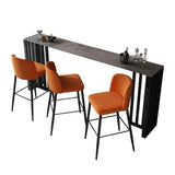 Tavolo da pub contemporaneo di bistro in pietra rettangolo con doppio piedistallo