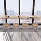Mesa de barra superior de madera de pino rectangular Mesa de bistro moderna con pedestal doble