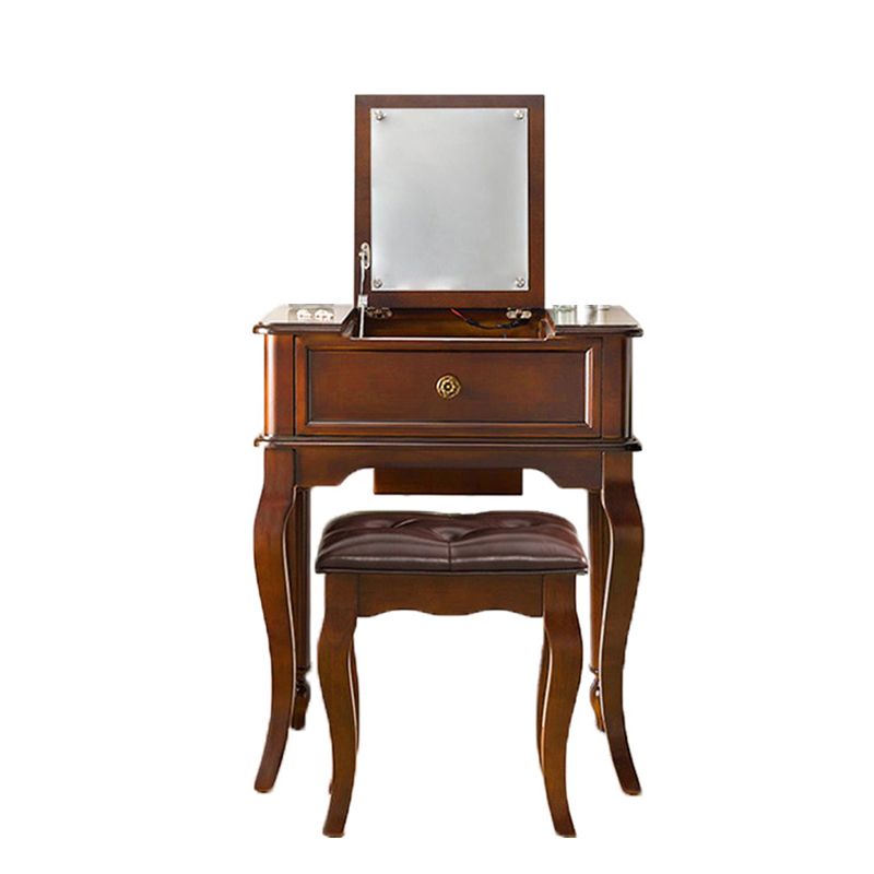 Traditional Flip-Top Vanity Dressing Table Wooden Makeup Vanity Set Clearhalo 'Bedroom Furniture' 'furn' 'furn_makeup_vanities' 'Furniture' 'Makeup Vanities' 'makeup_vanities' 1200x1200_065f52f5-0185-4396-88d9-f10a0e8d606a