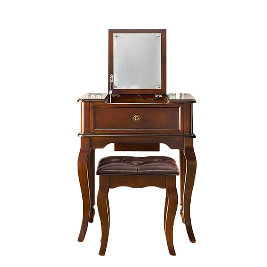 Traditional Flip-Top Vanity Dressing Table Wooden Makeup Vanity Set Clearhalo 'Bedroom Furniture' 'furn' 'furn_makeup_vanities' 'Furniture' 'Makeup Vanities' 'makeup_vanities' 1200x1200_065f52f5-0185-4396-88d9-f10a0e8d606a