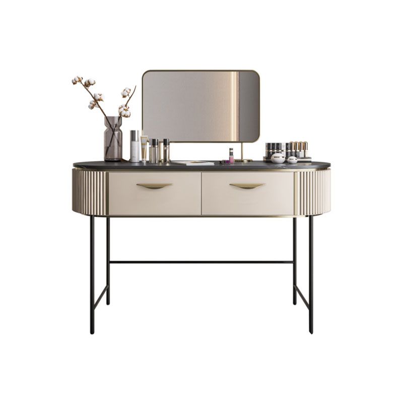 Contemporary Bedroom Double Drawers Metal Standing Make-up Vanity Clearhalo 'Bedroom Furniture' 'furn' 'furn_makeup_vanities' 'Furniture' 'Makeup Vanities' 'makeup_vanities' 1200x1200_065f725c-894c-41f7-8d34-1eeec3fcf614
