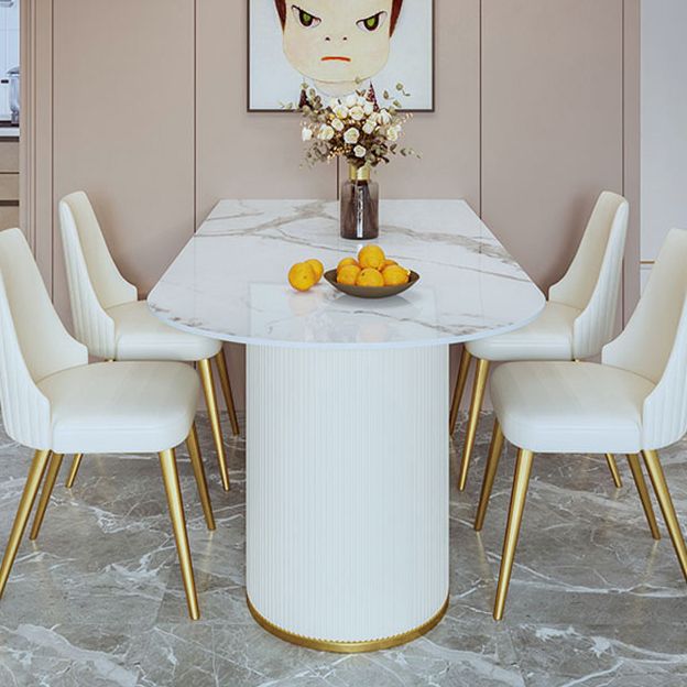 Contemporary Dining Table Sintered Stone Dining Table with Double Pedestal for Dining Clearhalo ' dining_table' 'Dining Tables & Seating' 'Dining Tables' 'Furniture' 'furniture_dining_table' 'Kitchen & Dining Furniture' 'kitchen&dining_furn' 'kitchen' 'kitchen_dining_table' 1200x1200_0661408f-5fb5-4e19-aa8a-b23c45c8bd47