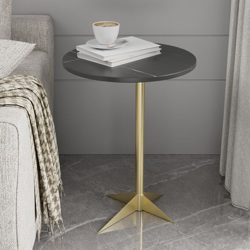 Modern Round Slate Side Table Pedestal Corner Table for Living Room