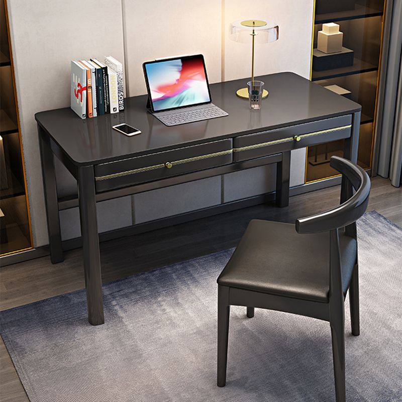 Modern Solid Wood Office Desk 2-drawer 29.53" Tall Writing Desk Clearhalo 'furn' 'furn_office_desk' 'Furniture' 'Office Desks' 'Office Furniture' 'office_desk' 1200x1200_0663e5c4-a7f8-4b43-a45a-48cd72369ce2