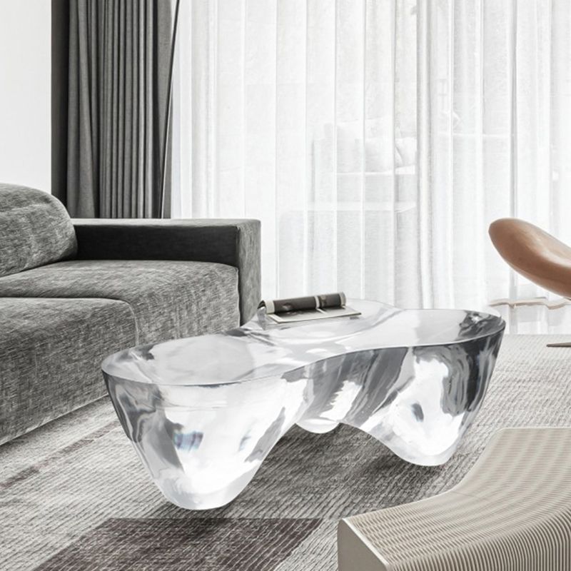 3 Legs Clear Contemporary Acrylic Single Coffee Cocktail Table Clearhalo 'Coffee & Accent Tables' 'Coffee Tables' 'coffee_tables' 'furn' 'furn_coffee_tables' 'Furniture' 'Living Room Furniture' 1200x1200_0667888b-c223-4947-bd62-b4dc3808061a
