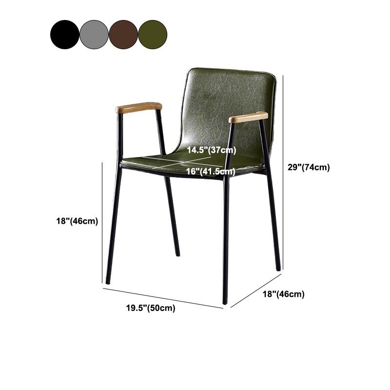 Industriële eetgelegenheden lederen eetkamerstoel met metalen basis