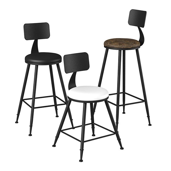 Modern Armless Backrest Counter Stool Iron Study Bar Stool with Leather Cushion and Pedal Clearhalo 'Bar Furniture' 'Bar Stools' 'bar_stools' 'furn' 'furn_bar_stools' 'furniture_bar_stools' 'Kitchen & Dining Furniture' 'kitchen&dining_furn' 'kitchen' 'kitchen_furn' Furniture' 1200x1200_066819bd-189f-40ae-b97c-bb8c2479aab5