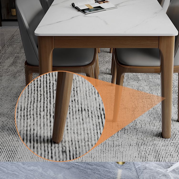 Contemporary Kitchen Rectangle Shape Dining Set Sintered Stone Standard Dining Set in White Clearhalo 'Dining Room Sets' 'Dining Tables & Seating' 'dining_room_set' 'furn' 'furn_dining_room_set' 'Furniture' 'furniture_dining_room_set' 'Kitchen & Dining Furniture' 'kitchen&dining_furn' 'kitchen' 1200x1200_06682605-5c9c-4a6d-861f-9184a35c3c4d