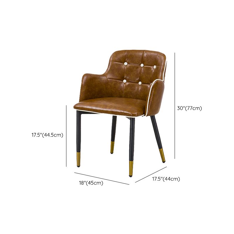 Glam Kitchen Dining Chairs Faux Leather Dining Arm Chair in Brown Clearhalo 'Dining Chairs' 'Dining Tables & Seating' 'dining_chair' 'furn' 'furn_dining_chair' 'Furniture' 'Kitchen & Dining Furniture' 1200x1200_066845c2-fbc2-4a0e-861b-ee72ce199f62