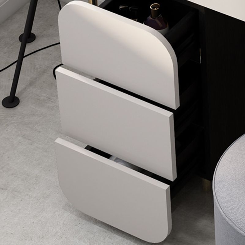 Temperierte Glas Arbeitsplatte Schwarz/Weiß -Basis mit 4 Schubladenkommoden