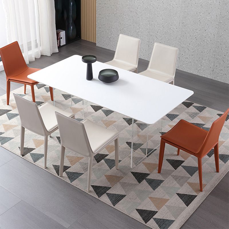 Comedor silla de comedor sin brazo de cuero falso para casa parsons