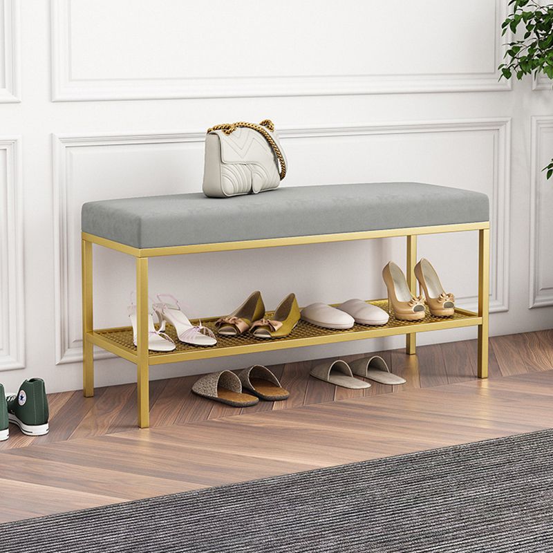 12.6 Inch Wide Entryway Bench Glam Metal Cushioned Seating Bench Clearhalo 'Benches' 'Chairs & Seating' 'furn' 'furn_benches' 'Furniture' 'Living Room Furniture' 1200x1200_066b5f2d-bd5c-4d62-bf2c-34406f081ebe