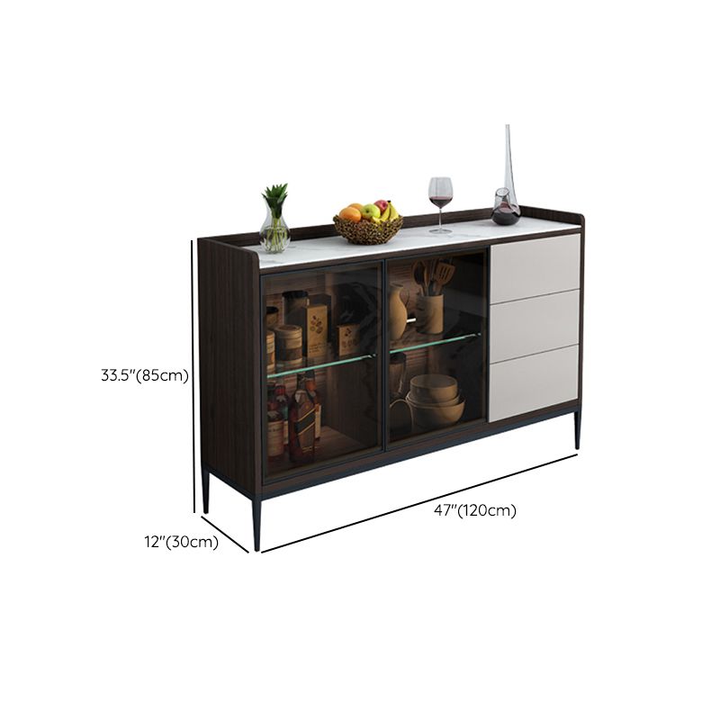Contemporary Sideboard Stone Sideboard Cabinet with Lights for Kitchen Clearhalo 'buffet_sideboard' 'Buffets & Sideboards' 'furn' 'furn_buffet_sideboard' 'Furniture' 'Kitchen & Dining Furniture' 1200x1200_066c135c-d693-4059-be45-8c1419ed3ab2