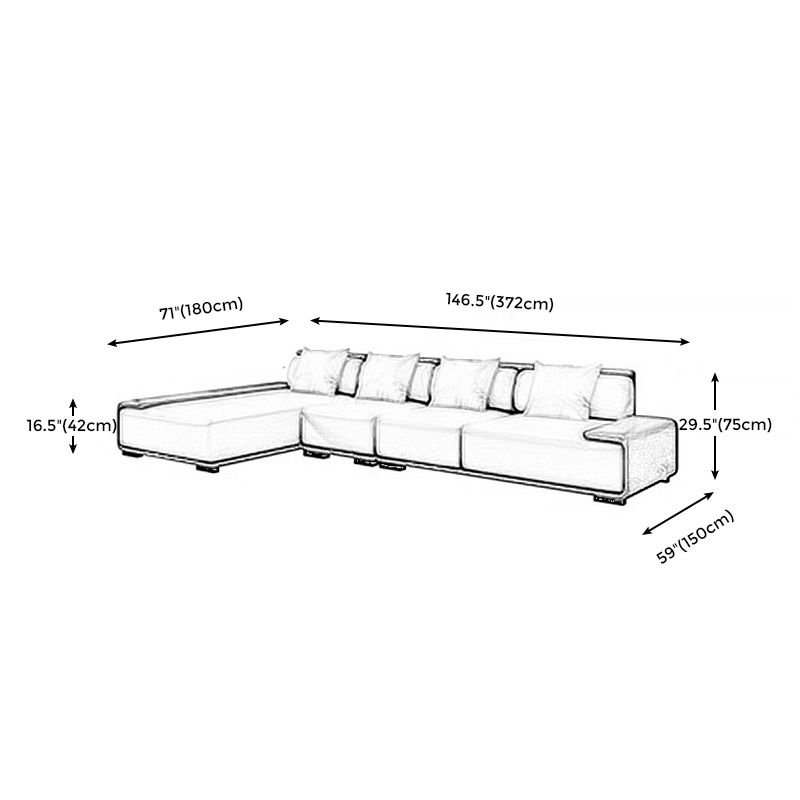 Assembled Genuine Leather Living Room Recessed Arm Modular Sofa & Chaise Clearhalo 'furn' 'furn_sectionals' 'Furniture' 'furniture_sectionals' 'kitchen' 'kitchen_sectionals' 'Living Room Furniture' 'Sectionals' 1200x1200_066c5c97-7c5b-4a6c-bc3e-e178517f6801